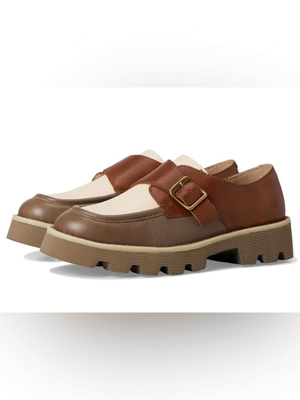 NWT Born Sammi Leather Monk Strap Lugged Platform Loafers Sz 6,5 - Picture 3 of 16